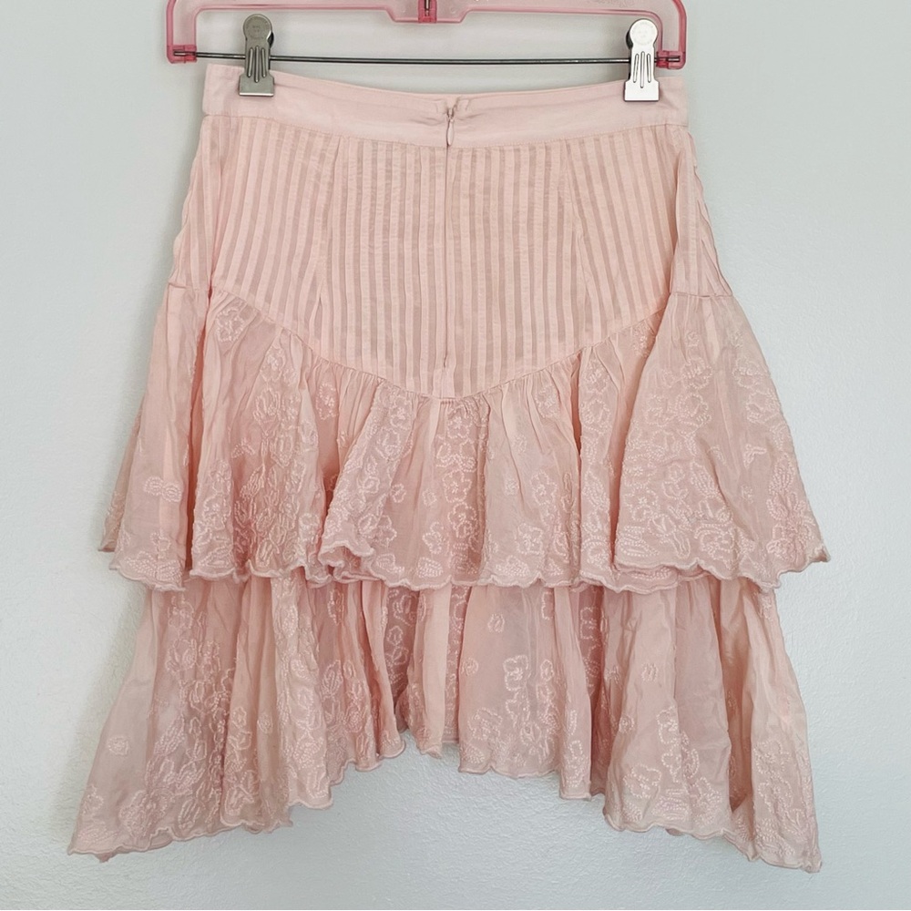 NWT‎ Ted Baker Alegria Tiered Lace Handkerchief Hem Skirt Light Pink Size 0 - Picture 4 of 10